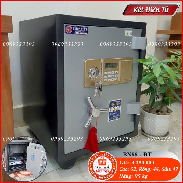 Két Sắt Điện Tử BN88-DT, Đen Ghi, Việt Tiệp, Nặng 95kg, Két Sắt Bắc Giang.