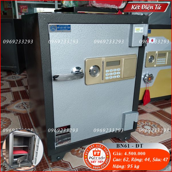 Két Sắt Điện Tử BN61-DT, Đen Ghi, Việt Tiệp, Nặng 95kg, Két Sắt Bắc Giang.