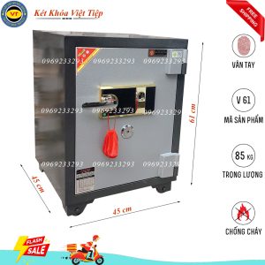 Két Sắt Vân Tay V61 - VT, Đen Ghi, Việt Tiệp, Nặng 98kg.