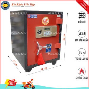 Két Sắt Điện Tử VE88, Đen Đỏ, Việt Tiệp, Nặng 95kg.