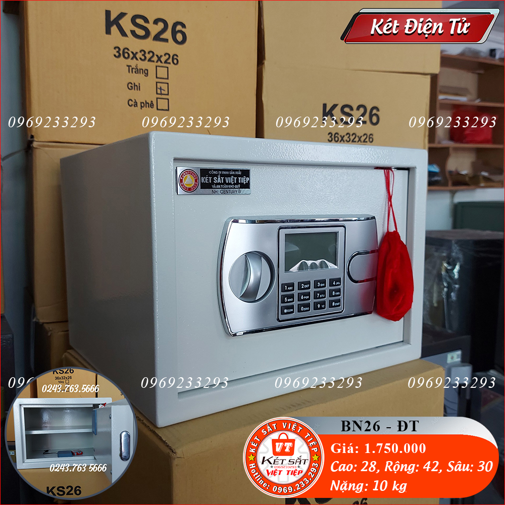 Két Sắt Điện Tử BN26-DT, Đen, Việt Tiệp, Nặng 10kg, Két Sắt Bắc Giang, Két Sắt Việt Tiệp Bắc Giang.