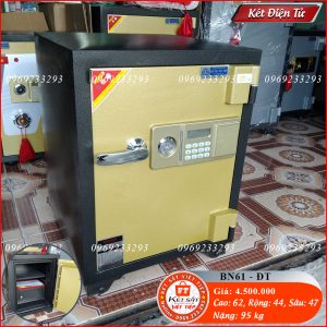 Két Sắt Điện Tử BN61-DT, Đen Vàng, Việt Tiệp, Nặng 95kg, Két Sắt Bắc Giang, Két Sắt Việt Tiệp Bắc Giang.