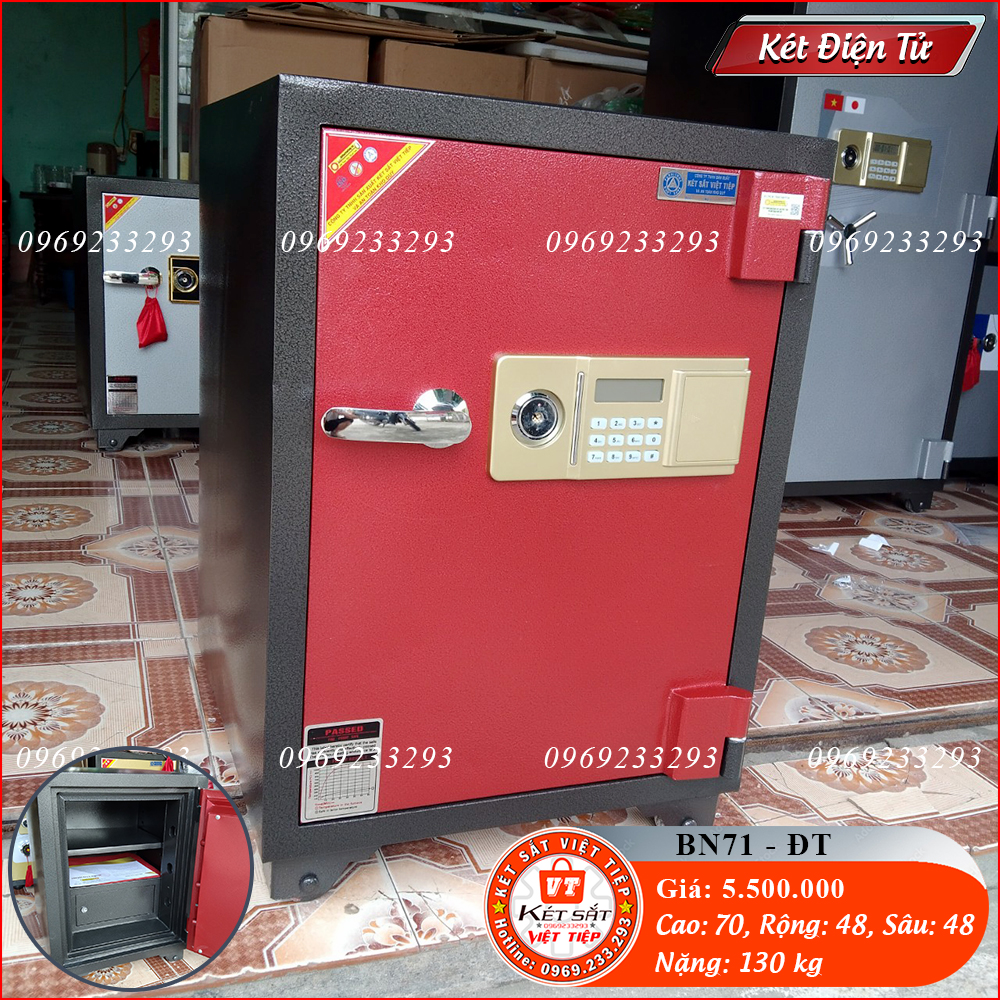 Két Sắt Điện Tử BN71-DT, Đen Vàng, Việt Tiệp, Nặng 130kg, Két Sắt Bắc Giang, Két Sắt Việt Tiệp Bắc Giang.