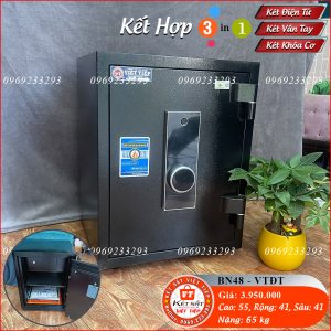 Két Sắt 3 Chức Năng BN48-VTDT, Việt Tiệp, Đen, Khóa Dọc, Nặng 65kg, Két Sắt Bắc Giang.