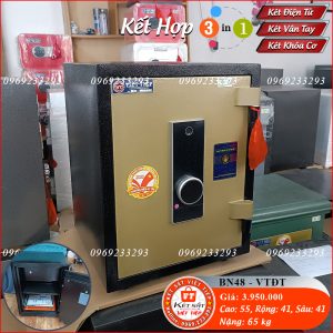 Két Sắt 3 Chức Năng BN48-VTDT, Việt Tiệp, Đen Vàng, Khóa Dọc, Nặng 65kg, Két Sắt Bắc Giang.