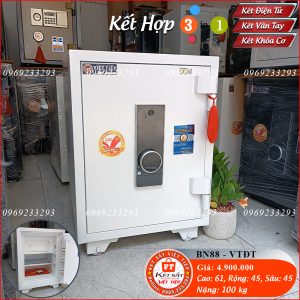 Két Sắt 3 Chức Năng BN88-VTDT, Việt Tiệp, Trắng, Khóa Dọc, Nặng 100kg, Két Sắt Bắc Giang.