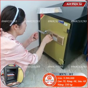 Két Sắt Điện Tử BN71-DT, Đen Vàng, Việt Tiệp, Nặng 130kg. Két Sắt Bắc Giang.