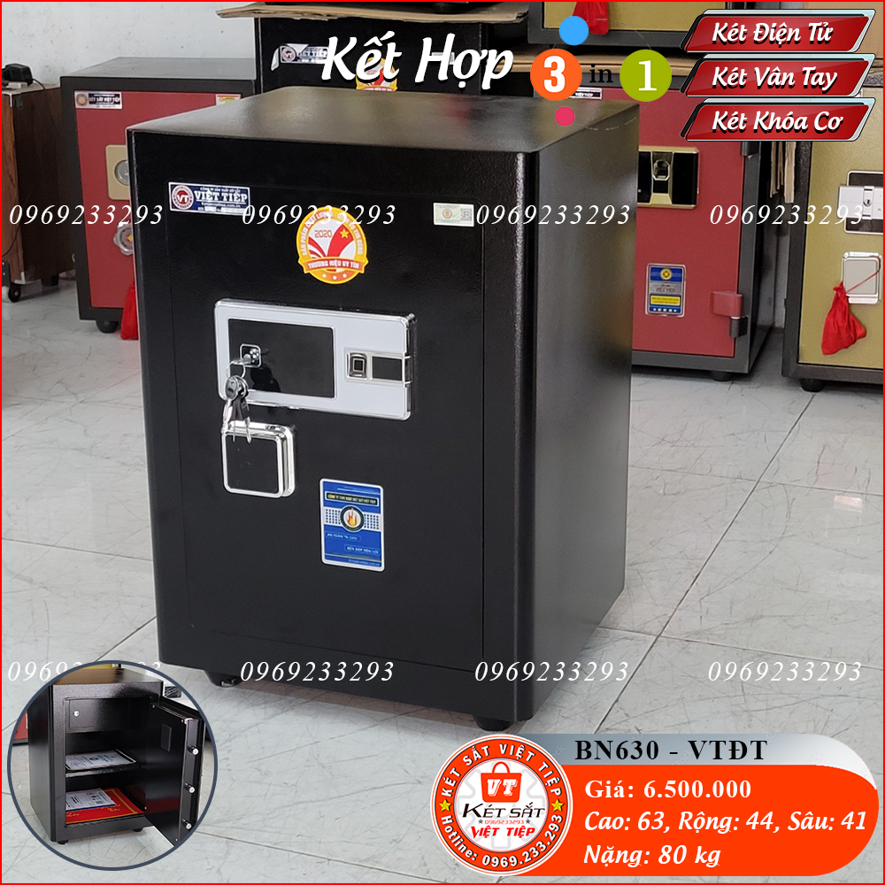 Két Sắt Vân Tay Điện Tử BN630 – VTDT, Đen, Việt Tiệp, Nặng 80kg, Két Sắt Bắc Giang, Két Sắt Việt Tiệp Bắc Giang.