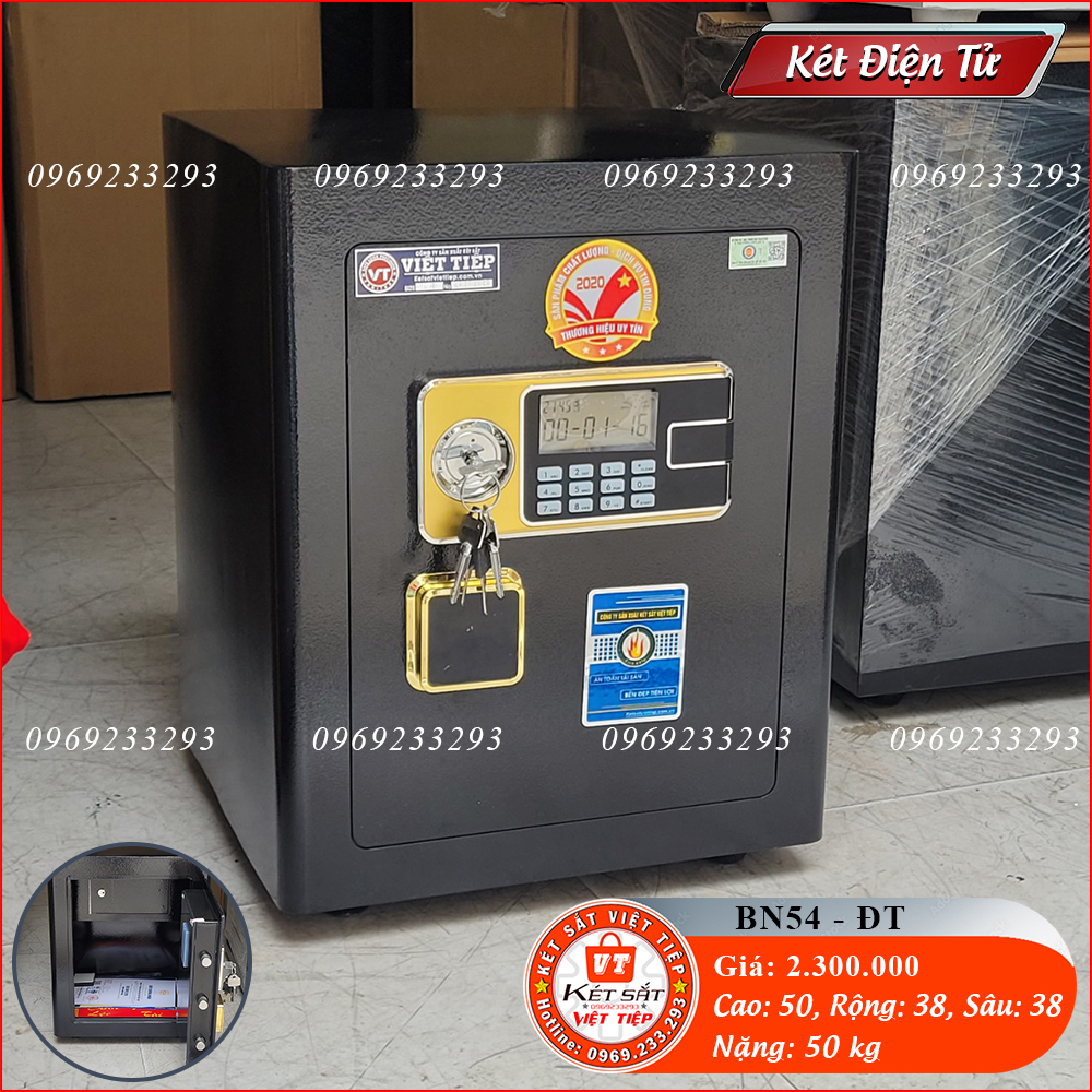 Két Sắt Điện Tử BN54-DT, Đen, Việt Tiệp, Nặng 50kg, Két Sắt Bắc Giang, Két Sắt Việt Tiệp Bắc Giang.