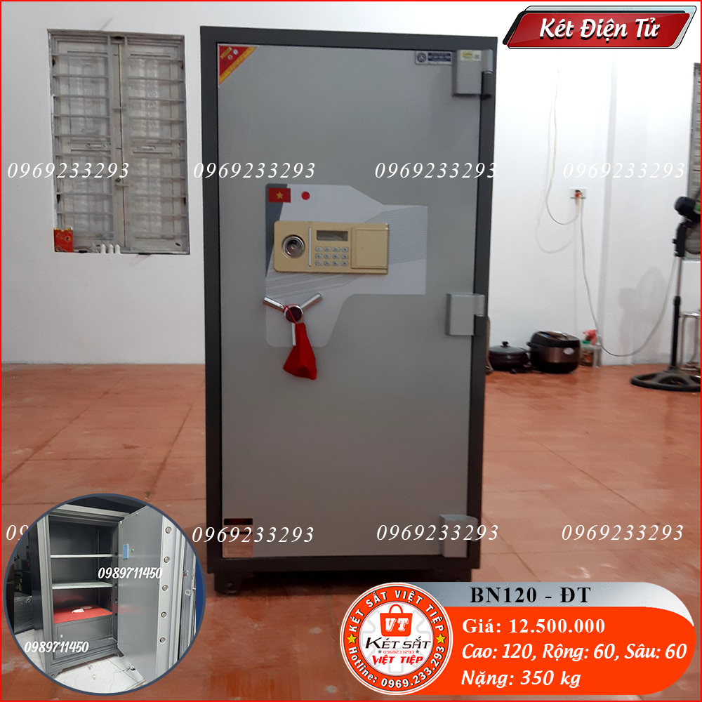 Két Sắt Điện Tử BN120-DT, Đen Ghi, Việt Tiệp, Nặng 350kg, Két Sắt Bắc Giang, Két Sắt Việt Tiệp Bắc Giang.
