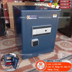 Két Sắt Vân Tay Điện Tử BN76 – VTDT, Xanh Cô Ban, Việt Tiệp, Nặng 70kg, Két Sắt Bắc Giang, Két Sắt Việt Tiệp Bắc Giang.