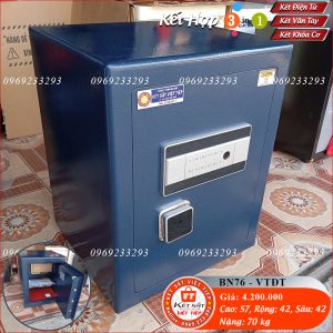 Két Sắt Vân Tay Điện Tử BN76 – VTDT, Xanh Cô Ban, Việt Tiệp, Nặng 70kg, Két Sắt Bắc Giang, Két Sắt Việt Tiệp Bắc Giang.